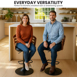 Sarantino Bentwood Walnut Barstool Leather Seat And Metal Base