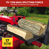 Log Splitter | 75 Ton Petrol Hydraulic Horizontal And Vertical Log Splitter | Electric Start | Yukon