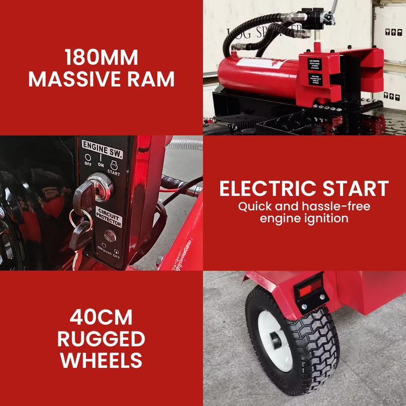 Log Splitter | 75 Ton Petrol Hydraulic Horizontal And Vertical Log Splitter | Electric Start | Yukon
