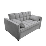 Sarantino Quincy 2-Seater Velvet Sofa Bed in Dark Grey with Wooden Frame and Tufted Design
