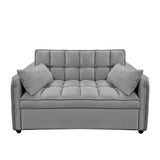 Sarantino Quincy 2-Seater Velvet Sofa Bed in Dark Grey with Wooden Frame and Tufted Design