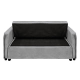 Sarantino Quincy 2-Seater Velvet Sofa Bed in Dark Grey with Wooden Frame and Tufted Design