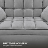 Sarantino Quincy 2-Seater Velvet Sofa Bed in Dark Grey with Wooden Frame and Tufted Design
