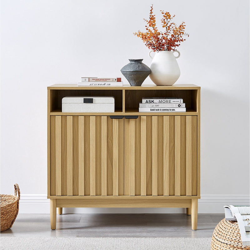 Sarantino Eleni 2-Door Sideboard Buffet Hallway Cabinet Storage Console Cupboard in Natural