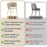 SERENITà Ivory Modern Hand Weaving Dining Chairs,Velvet Upholstered Side Chairs with Gold Legs, Chic Vanity Chairs with Armrest, Accent Chair for Dining Room, and Cafe Set of 2