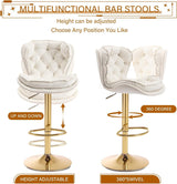 SERENITà Swivel Bar Stools Set of 2 Counter Height Barstools with Back Velvet Upholstered Adjustable Stool Chair Min Century Modern Bar Stool for Kitchen Island (Ivory)