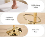 SERENITà  2x Velvet Bar Stools with Braided Back Elegant Kitchen High Chairs, Kitchen Island Stools Adjustable Height Swivel Bar Chairs with Gold Legs for Home-White