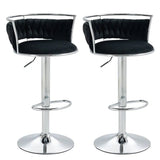 SERENITà Silver Swivel Upholstered Velvet Adjustable Height Counter Stool with Metal Frame Black (Set of 2)