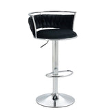 SERENITà Silver Swivel Upholstered Velvet Adjustable Height Counter Stool with Metal Frame Black (Set of 2)