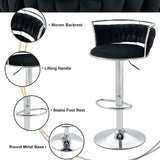 SERENITà Silver Swivel Upholstered Velvet Adjustable Height Counter Stool with Metal Frame Black (Set of 2)