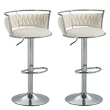 SERENITà Silver Swivel Upholstered Velvet Adjustable Height Counter Stool with Metal Frame White (Set of 2)