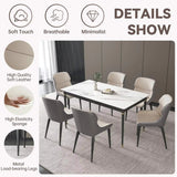 Dark Grey Italian Minimal List Dining Chairs PU Retro Chair Cafe Kitchen Modern Metal Legs x2