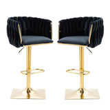 SERENITà Modern Velvet Breakfast Bar Stools Swivel Barstools Adjustable Counter Stools with Backrest Set of 2 Black