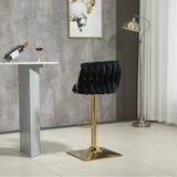 SERENITà Modern Velvet Breakfast Bar Stools Swivel Barstools Adjustable Counter Stools with Backrest Set of 2 Black