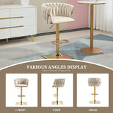 SERENITà Modern Velvet Breakfast Bar Stools Swivel Barstools Adjustable Counter Stools with Backrest Set of 2 iVORY