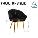 SERENITà Black Modern Velvet Dining Chairs, Upholstered Living Room Chair with Woven Back and Golden Metal Legs, Mid-Century Accent Set of 2