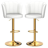 SERENITà Swivel Bar Stools Bar Height Set of 2 Adjustable Upholstered Counter Barstool Velvet Bar Chairs with Back/Gold Base for Kitchen Island/Bar/Cafe-White