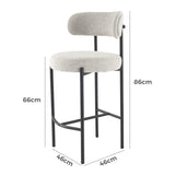 Sleek White Quartz Metal Boucle Elsa Bar Stools