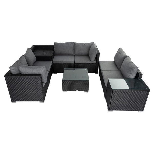 Modular Outdoor Lounge Set-9pcs Sofa, Armchairs and Coffee Table