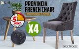French Provincial Dining Chair | Oak Leg | 4 Pieces | AMOUR BLACK