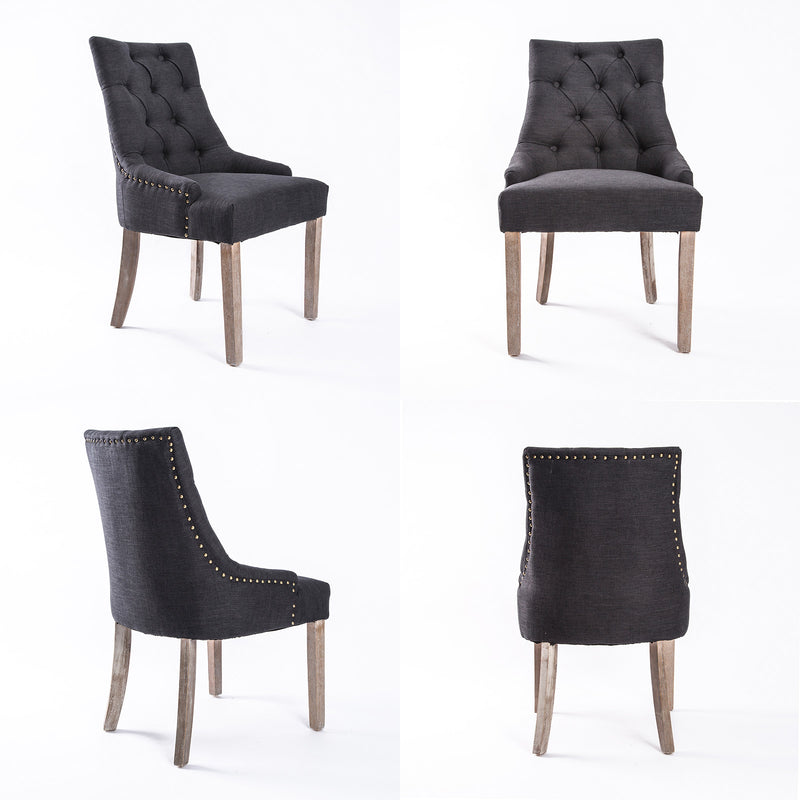 French Provincial Dining Chair | Oak Leg | 4 Pieces | AMOUR BLACK