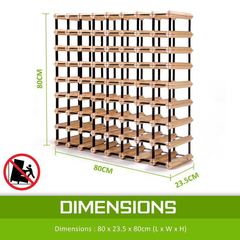Timber Wine Rack Storage Cellar Organiser 72 Bottle