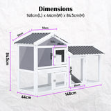 Rabbit Hutch Chicken Coop 147cm 2 Storey Pet Cage Run GRACIE