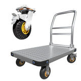 1000KG Capacity Heavy Duty Foldable Platform Truck | Flatbed Push Cart Steel Dolly Trolley Cart Brake