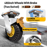 1000KG Capacity Heavy Duty Foldable Platform Truck | Flatbed Push Cart Steel Dolly Trolley Cart Brake