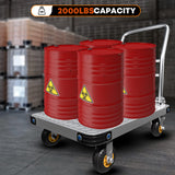 1000KG Capacity Heavy Duty Foldable Platform Truck | Flatbed Push Cart Steel Dolly Trolley Cart Brake