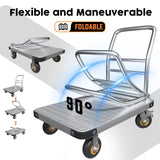 1000KG Capacity Heavy Duty Foldable Platform Truck | Flatbed Push Cart Steel Dolly Trolley Cart Brake