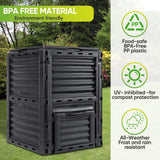 300L Large Garden Outdoor Compost Bin Composter BPA Free Compost Barrel