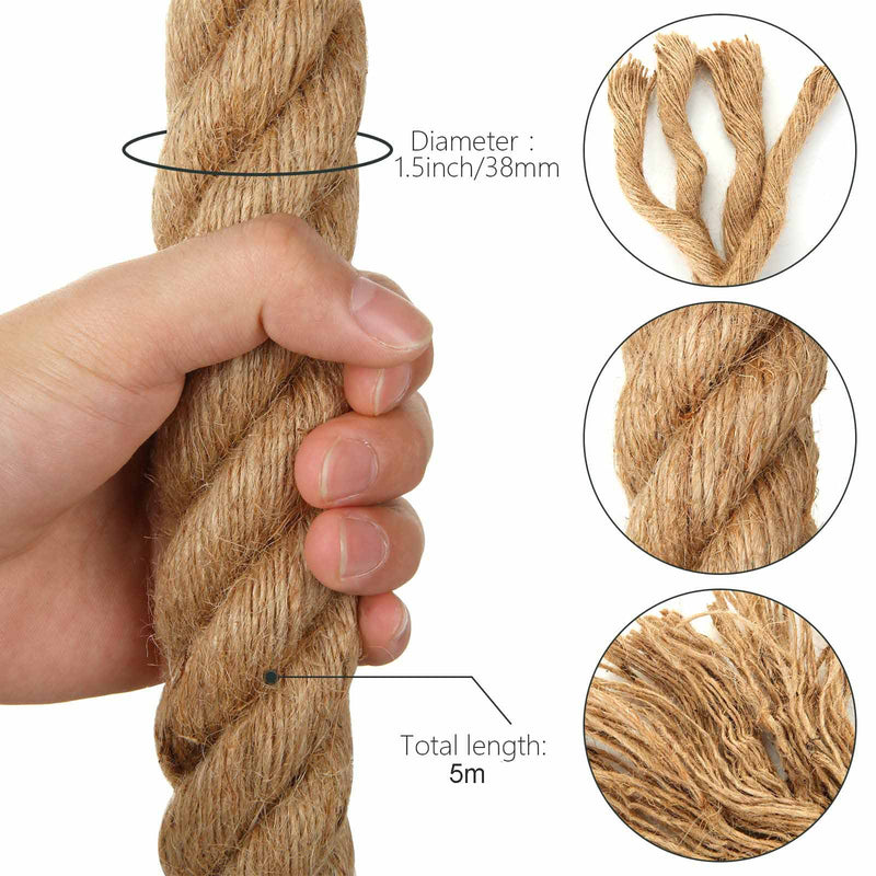 5m Sisal 40mm Rope Natural Twine Cord Thick Jute Hemp Manila  Crafting Home Decor