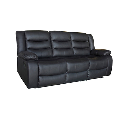 Recliner Sofa| In Faux Leather | 3 Seater | Lounge Couch | Black