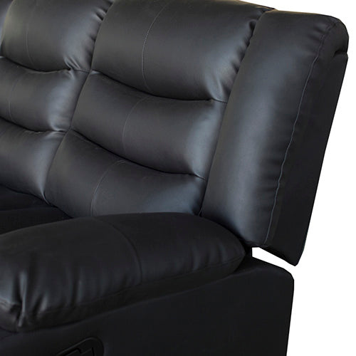 Recliner Sofa| In Faux Leather | 3 Seater | Lounge Couch | Black