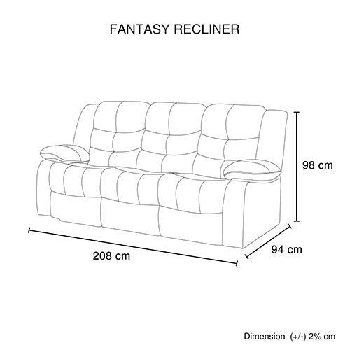 Recliner Sofa| In Faux Leather | 3 Seater | Lounge Couch | Black
