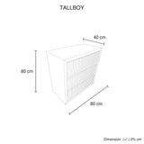 Tallboy MDF Brown Colour Waveform Design Three Drawers
