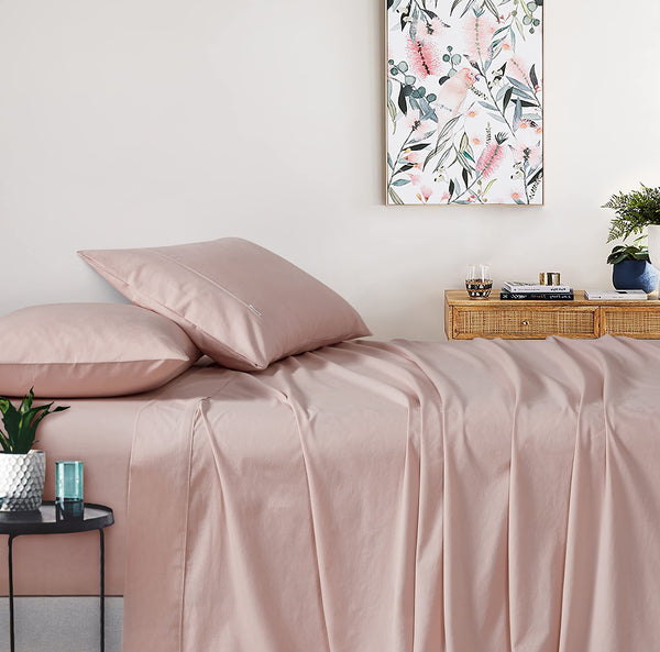 Gioia Casa Vintage Washed 100% Cotton Sheet Set with 2 Pillowcases - Pink - King Size