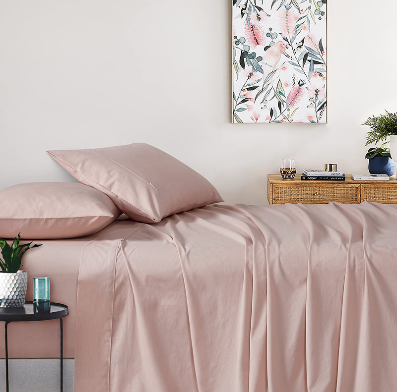 Gioia Casa Vintage Washed 100% Cotton Sheet Set with 2 Pillowcases - Pink - King Size