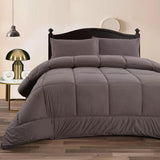 Ramesses Charcoal 3- Piece Mink Flannel Comforter Set Double