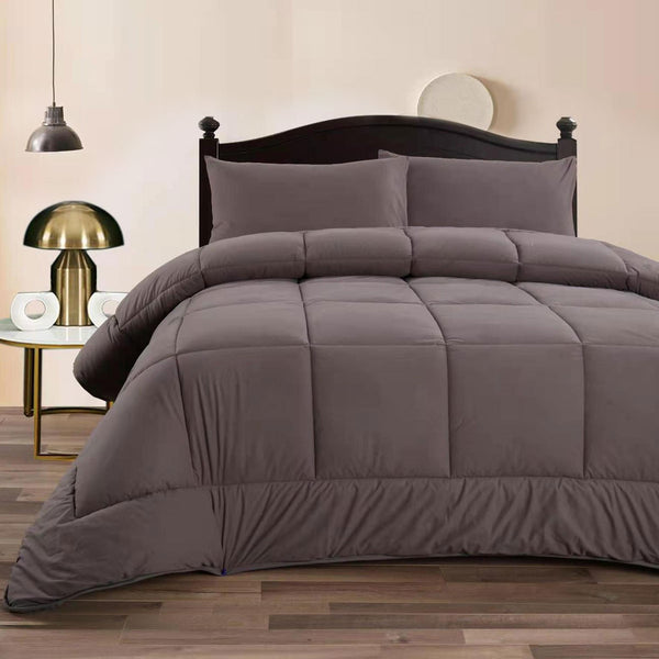 Ramesses Charcoal 3- Piece Mink Flannel Comforter Set Queen