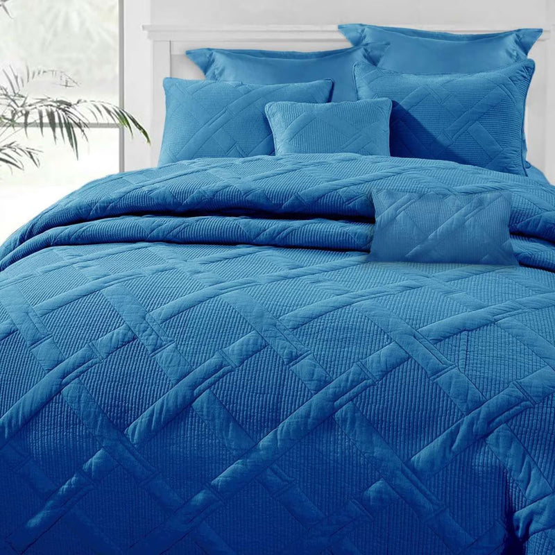 Ramesses French Blue 7- Piece Air Cloud Bamboo Blend Matelasse Comfort Set King