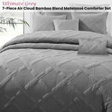 Ramesses Ultimate Grey 7- Piece Air Cloud Bamboo Blend Matelasse Comfort Set Queen