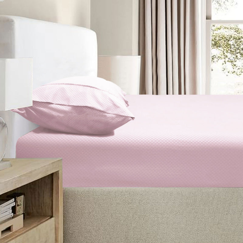 Ramesses 2000TC Bamboo Embossed Fitted Sheet Combo Set Pink Double