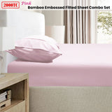 Ramesses 2000TC Bamboo Embossed Fitted Sheet Combo Set Pink Double