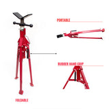Folding Jack Stand 120cm Heavy Duty V Head Pipe Stand Adjustable Height 1.25 Ton