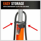 High Pressure Air Pump Bicycle Bike Alloy Floor Air Gauge Ball Balloon Nozzles