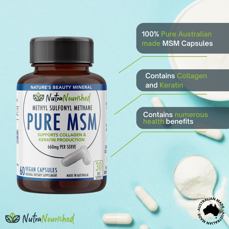 Pure MSM Capsules - Methyl Sulfonyl Methane - (660mg), 60 Vegan Capsules/1 Month