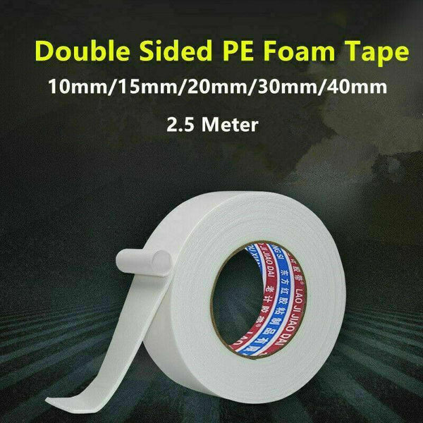 Double Sided White Pe Foam Sticky Tape Mounting Diy Craft Strong Adhesive 2.5M - 30mm*2.5m