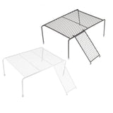 Metal Iron Chicken Feeding Ladder Grid Shelving Landscaping Platform Supplies - Black-L